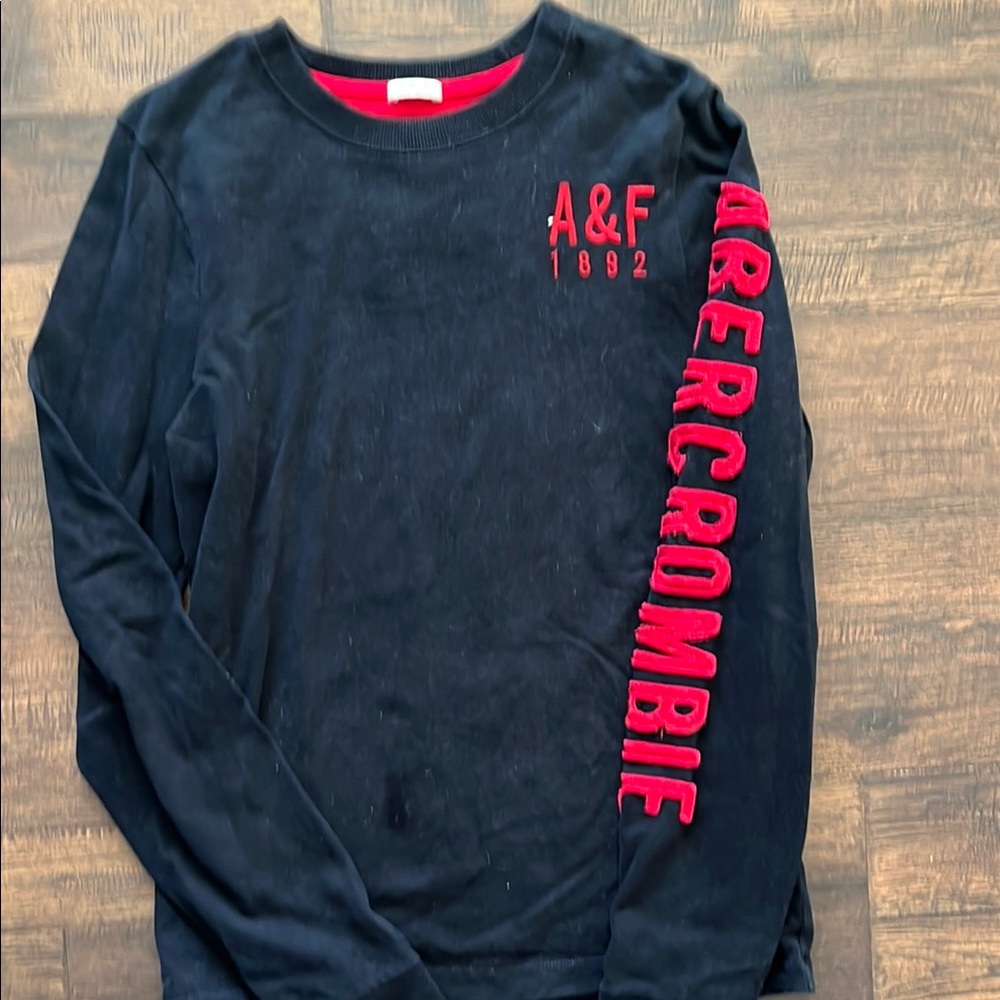 A&F Black Long Sleeve Shirt with Red Logo